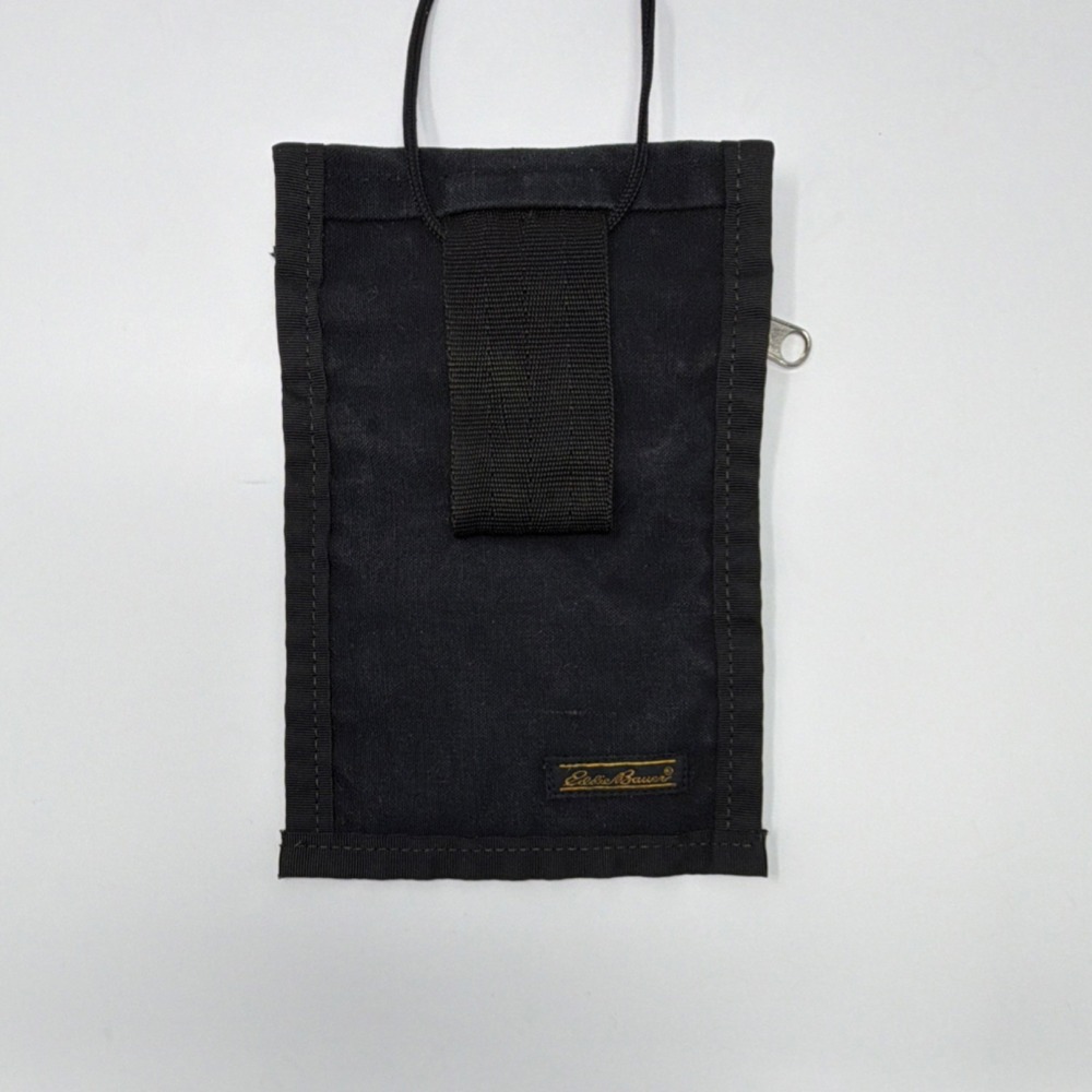 Eddie Bauer Utility Neck Pouch Belt Loop Two Pocket Black Khaki - Picture 2 of 12